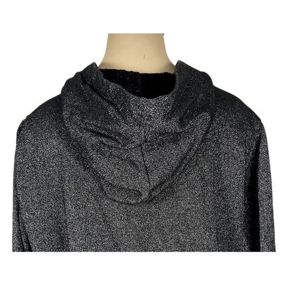 Torrid women's size 0 black and silver metallic zip front hooded jacket, pocket - Picture 5 of 8